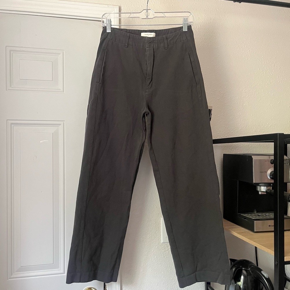 Nude Lucy gray cotton‎ straight leg high rise cropped pants